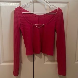 Hot pink front tie cardigan